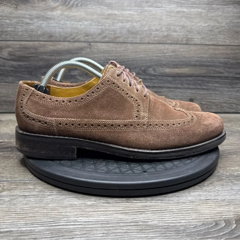COLE HAAN x NikeAir Brown Suede Red Sole Oxford Wingtip Dress Shoes Size 9.5